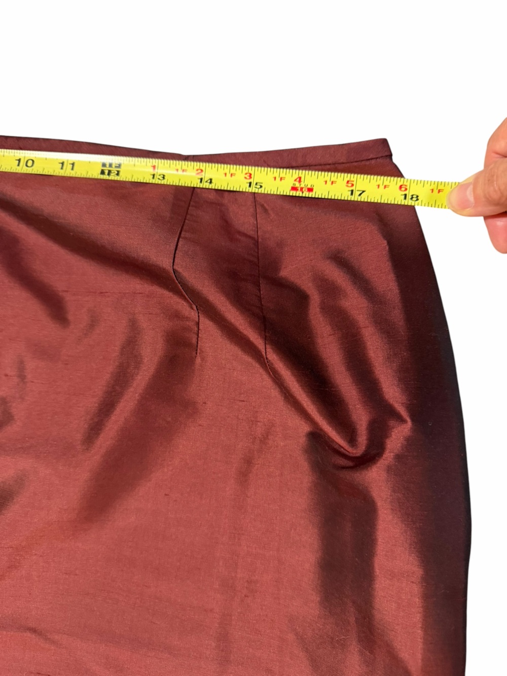 Travis Ayers 100% Silk Dupioni Pencil Skirt Size 16 Burgundy Wine - Picture 5 of 8